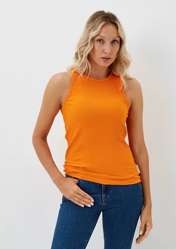 Майка облегающего кроя из джерси в рубчик