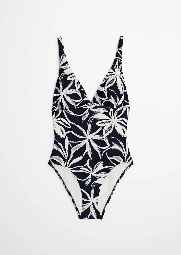 Купальник слитный с цветочным принтом