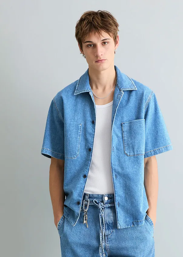 Рубашка джинсовая из волокон листьев ананаса