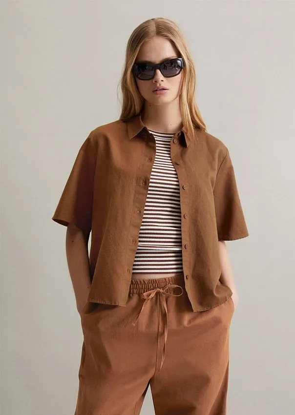 Рубашка изо льна и органического хлопка Marc o'Polo - фото 1