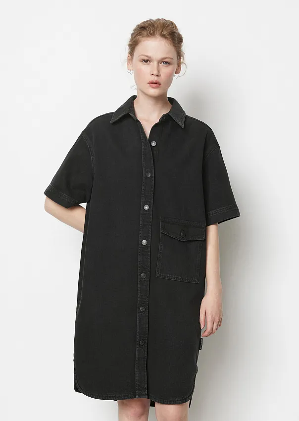 Джинсовое платье-рубашка из смесового хлопка