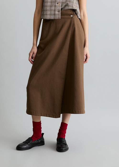 Юбка-миди из смесового хлопка
