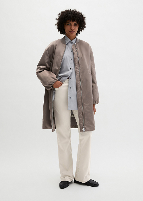 Пальто из глянцевого твила
