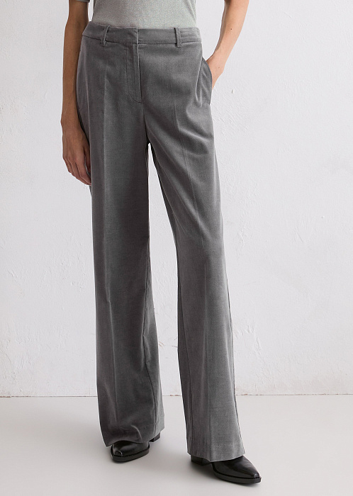 Брюки широкие из эластичного бархата