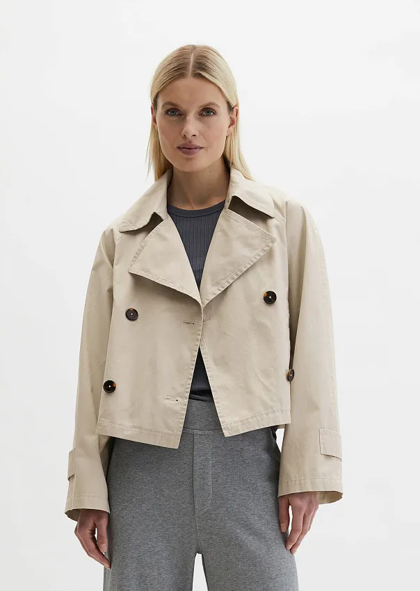 Тренч укороченный из хлопкового твила