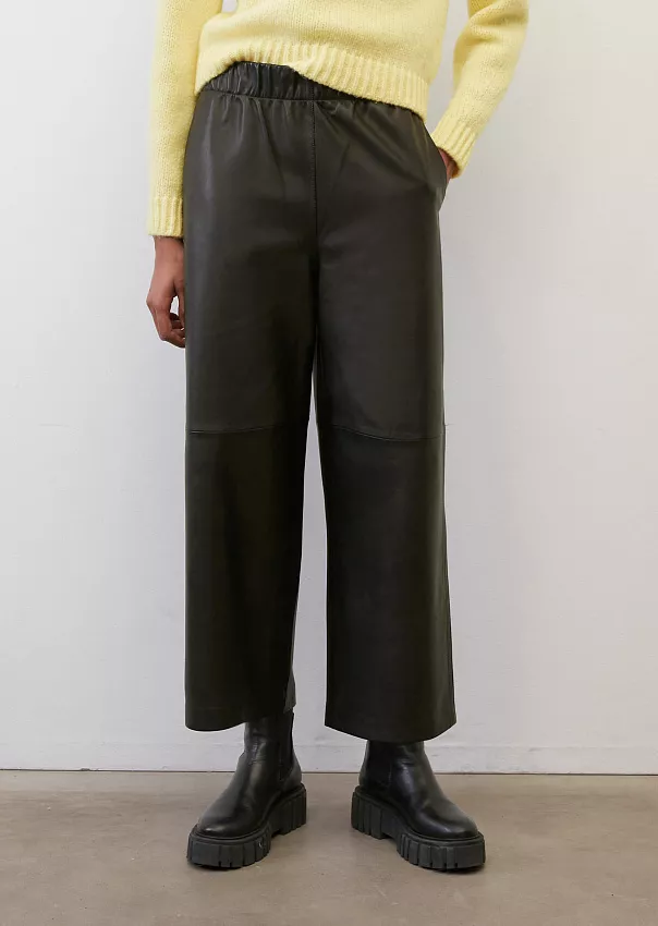 Кюлоты из мягкой кожи наппа на эластичном поясе Marc o'Polo - фото 3