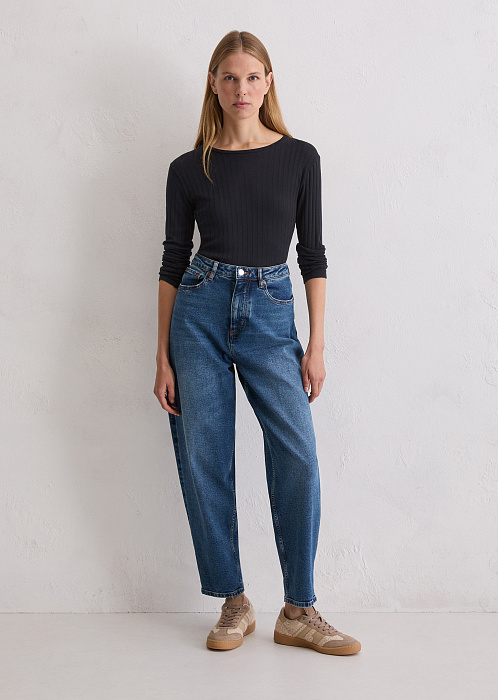 Джинсы баррел из смесового хлопка