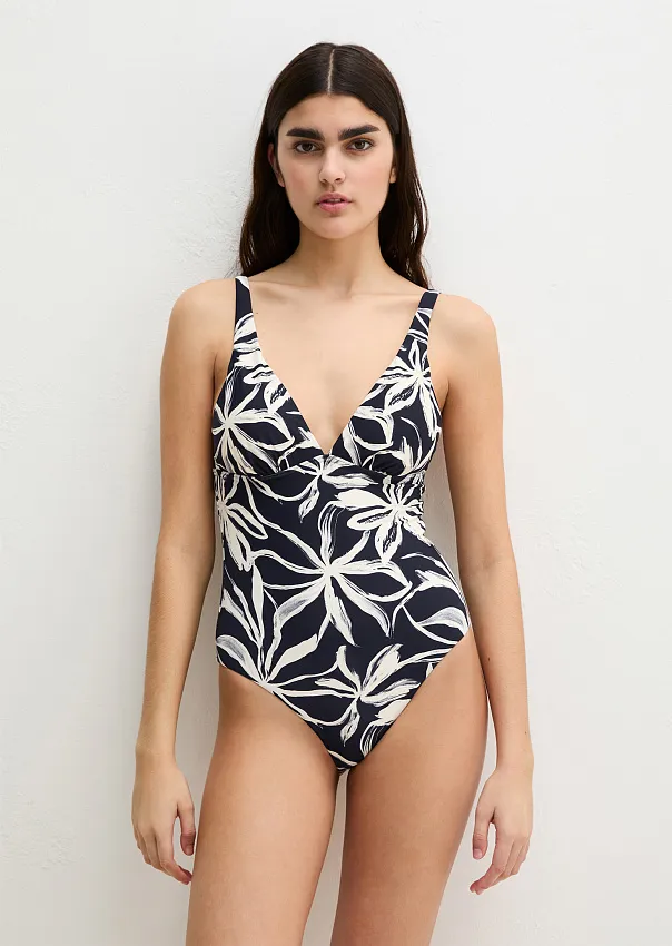 Купальник слитный с цветочным принтом